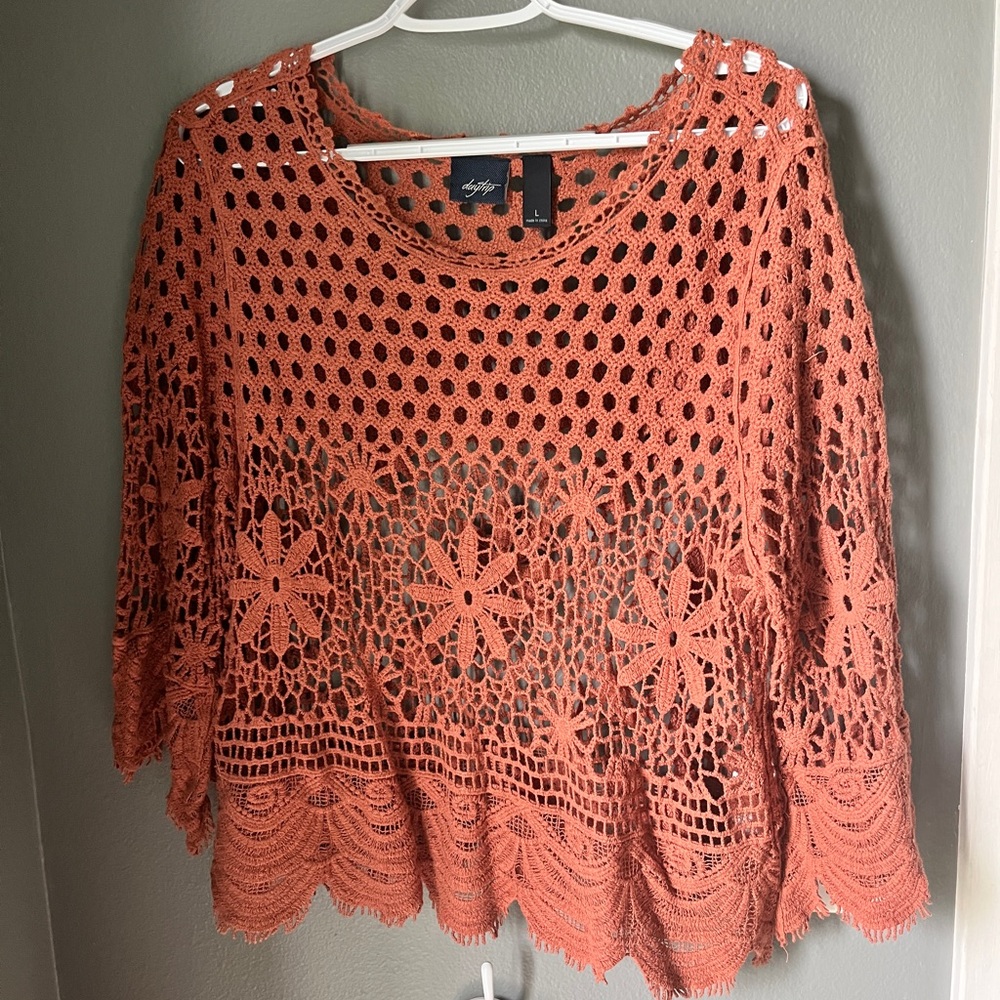 Rust Crochet Knit Top